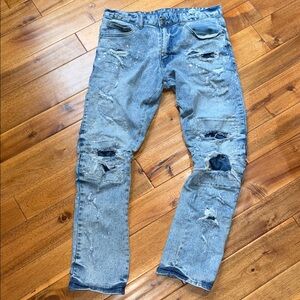 Smoke Rise Distressed Slim Fit Jeans